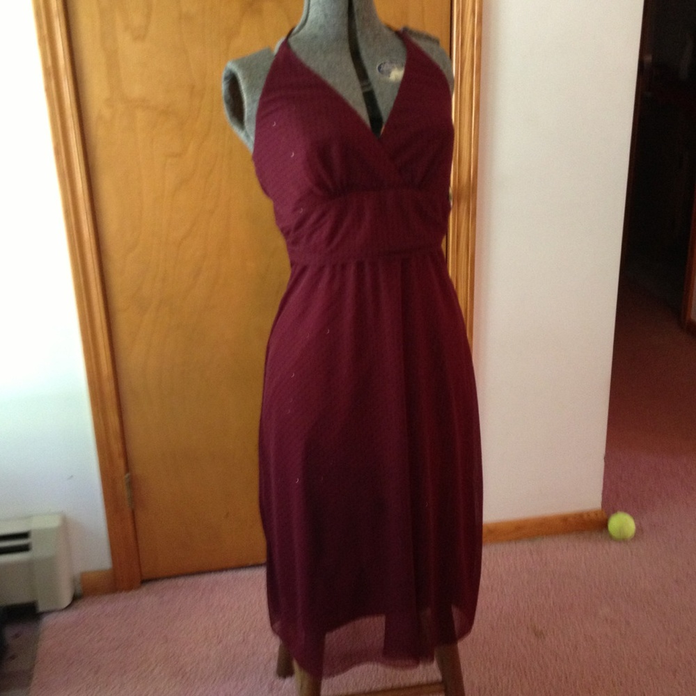 Size 8 B Moss Burgundy Red Dress with Sparkling dot accents